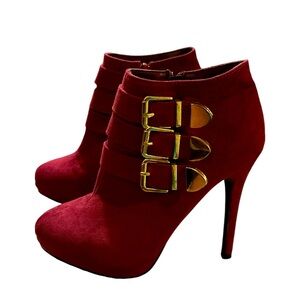 Forever women’s Mabel-78 faux suede almond toes platform ankle high heel booties